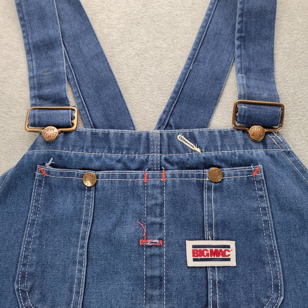 Big Mac VTG‎ Mens Denim Bib Overalls Blue Made in USA W42 L30 Carpenter Utility - Picture 2 of 16